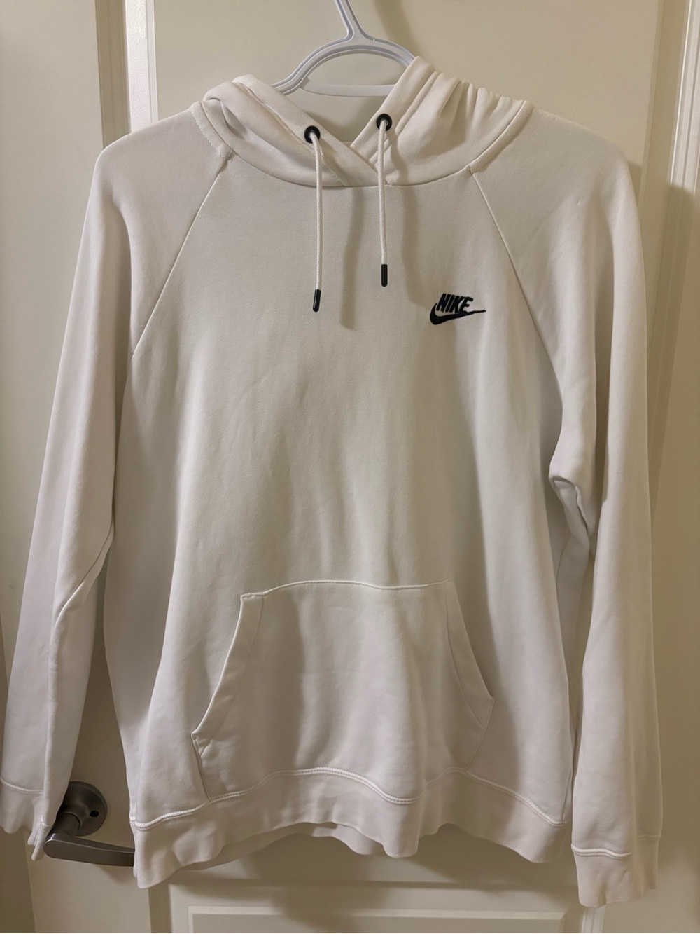Nike White Pullover Hoodie with Black Swoosh